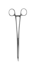 Surgical forceps on white background. Medical instrument