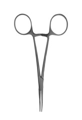 Surgical forceps on white background. Medical instrument
