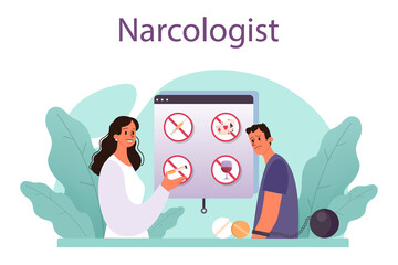 Narcologist concept. Professional medical specialist. Drug and tobacco