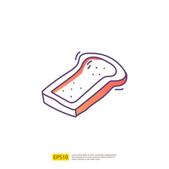 bread slice for cafe concept vector illustration. hand drawing doodle gradient fill line icon sign symbol