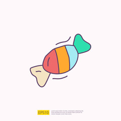sweet candy for cafe concept vector illustration. hand drawing doodle fill color icon sign symbol