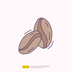 coffee bean for cafe concept vector illustration. hand drawing doodle fill color icon sign symbol