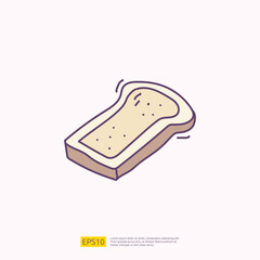 bread slice for cafe concept vector illustration. hand drawing doodle fill color icon sign symbol