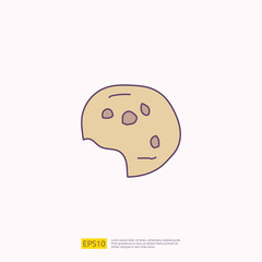 cookie biscuit for cafe concept vector illustration. hand drawing doodle fill color icon sign symbol