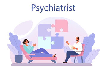Psychiatrist concept. Mental health diagnostic. Doctor treating human