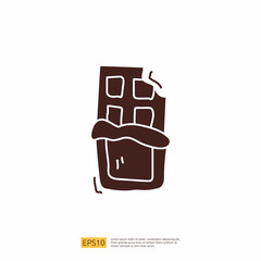 chocolate bar for cafe concept vector illustration. hand drawing doodle silhouette glyph solid icon sign symbol