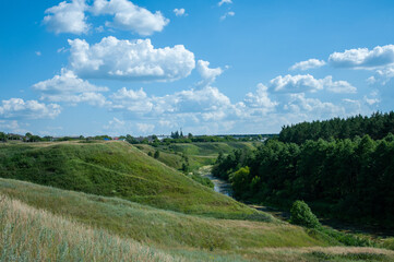Fototapeta na wymiar ravine and river on a summer sunny day