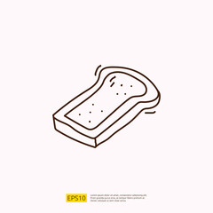bread slice for cafe concept vector illustration. hand drawing doodle linear icon sign symbol