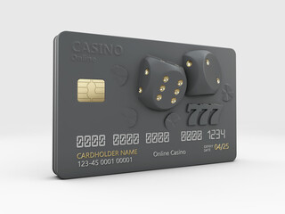 3d Illustration of Bank Card with Dice, clipping path included