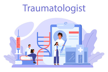 Traumatologist and trauma surgery doctor. Injured limb, broken bone