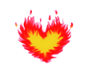 Realistic heart flame design illustration