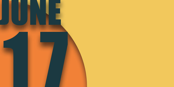 june 17th. Day 17 of month,illustration of date inscription on orange and blue background summer month, day of the year concept