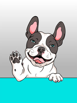 Cute cartoon french bulldog. Stylish image for printing on any surface