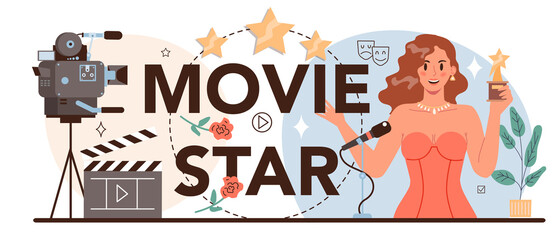 Movie star typographic header. Actor and actress concept or movie production - obrazy, fototapety, plakaty