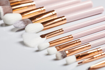 Elegant kit of new cosmetic brushes