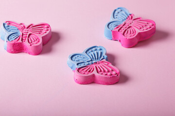 butterfly shape in pink blue  color