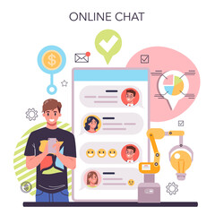 Business conveyor online service or platform. Business development