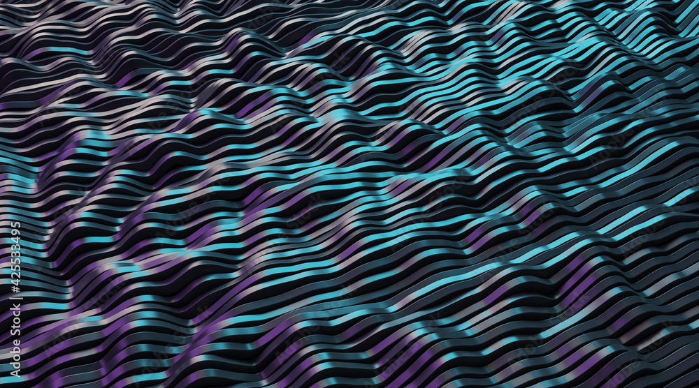 Aufkleber gradient purple wavy patterns, wallpaper design and backgrounds concept. 3d rendering