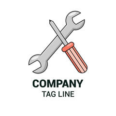 Wrench and screwdriver, Logo and icon Template Design Vector, Emblem, Design Concept, Outline Symbol.