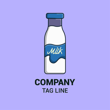 Glass bottle with a milk Logo and icon Template Design Vector, Emblem, Design Concept, Outline Symbol.
