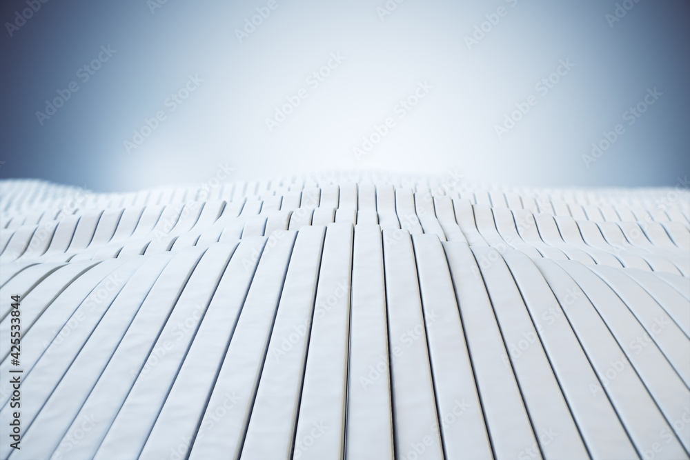 Poster White wavy patterns with a light in the background, wallpaper design concept. 3d rendering