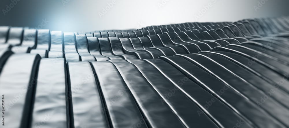 Aufkleber black metallic wavy patterns with an empty white background closeup, wallpaper design concept. 3d re