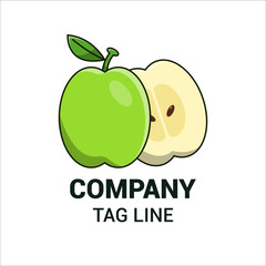 Green Fresh Apple Fruit, Logo and icon Template Design Vector, Emblem, Design Concept, Outline Symbol.