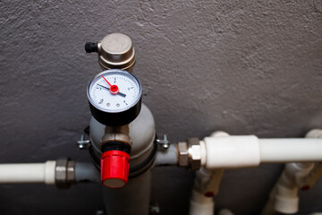 Monometer for determining the water pressure in the heating system. Boiler heating system...