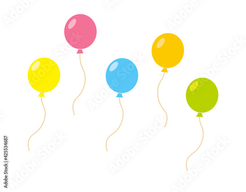 空に飛ぶ風船のベクターイラスト Wall Mural Wallpaper Murals Nisi