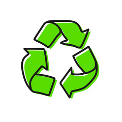 Obraz premium Hand drawn recycling icon isolated on white background. Garbage and waste recycling concept. Vector illustration