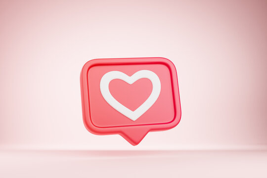 Red like icon notification with heart over pink background.