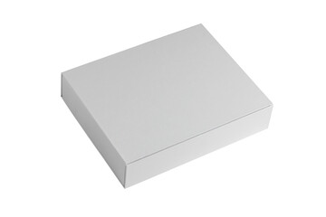 Small flat gray rectangular closed cardboard box isolated on white background