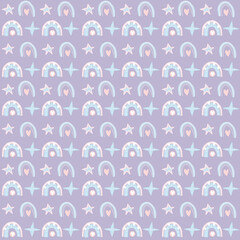 seamless pattern with rainbows. digital illustration. decor for decoration. Wallpaper for the children's room. cute design. Clip art for scrapbooking. texture - 425535804