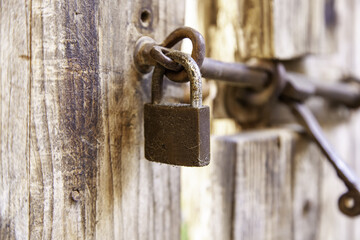 Padlock on door