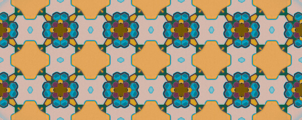 Ikat Boho Decor. Multicolor Repeat Shape. Trendy