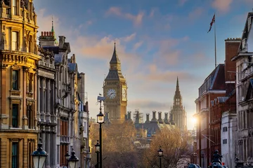 Poster De stadshorizon van Londen met Big Ben en Houses of Parliament, stadsgezicht in het VK © f11photo