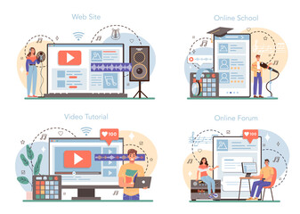 Sound engineer online service or platform set Music production industry