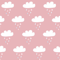 seamless pattern with clouds. digital illustration. decor for decoration. Wallpaper for the children's room. raindrops. Clip art for scrapbooking. Weather sky. texture rain - 425537407