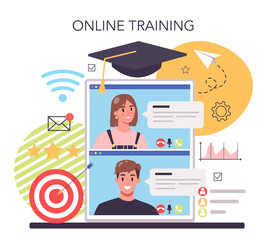 Staff training online service or platform. Business personnel