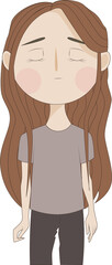 picture of a sad girl with long brown hair