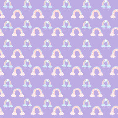 seamless pattern with rainbows. digital illustration. decor for decoration. Wallpaper for the children's room. cute design. Clip art for scrapbooking. texture - 425539079