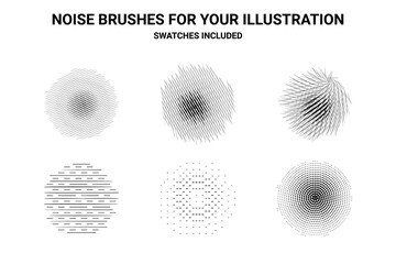 Noise brushes set for illustration. Grunge, dirty effect creation. Swathes included.