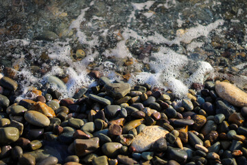 evening white waves on the black sea coast.