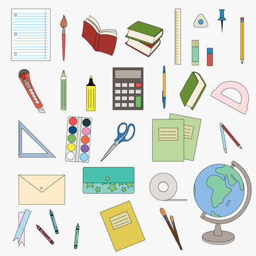 picture in the form of a set with school or office supplies
