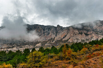 mountains and forests of crimea in an autumn day