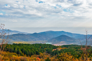 mountains and forests of crimea in an autumn day