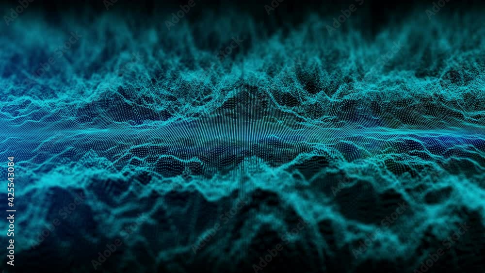 Poster 3d rendering particle flow abstract background. animation 4k resolution