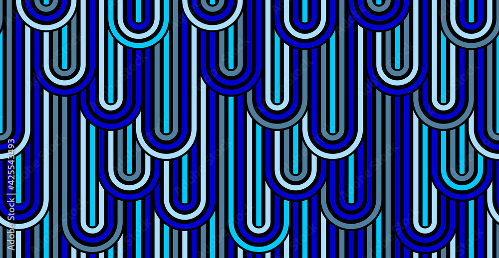 Poster seamless pattern with twisted lines, vector linear tiling background, stripy weaving, optical maze, 