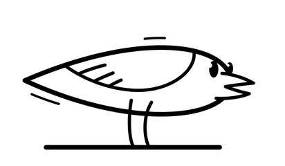 Little cute bird standing and looking funny cartoon flat vector illustration isolated on white.