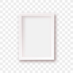 Isolated white picture frame with realistic shadow. Vector illustration
